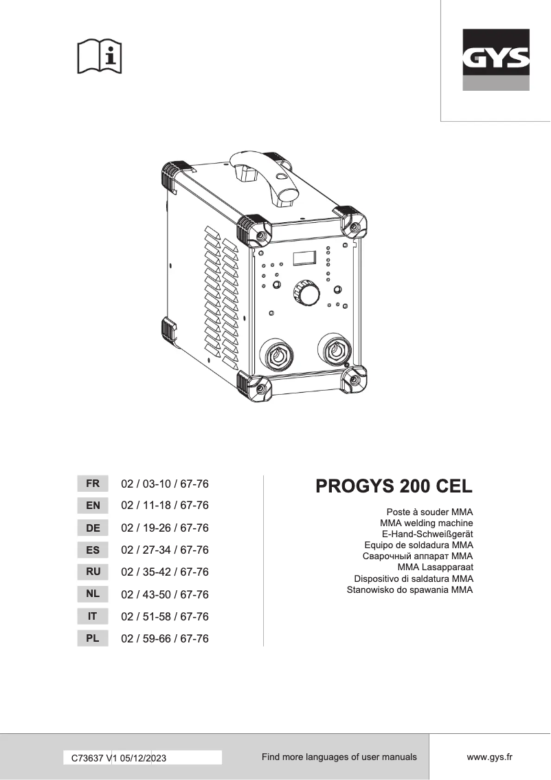 Image de la première page du manuel de l'appareil PROGYS 200 CEL