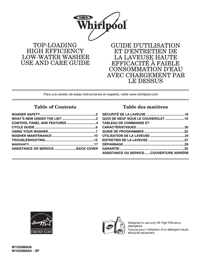 Página 1 del manual Manual de usuario Whirlpool WTW4950XW