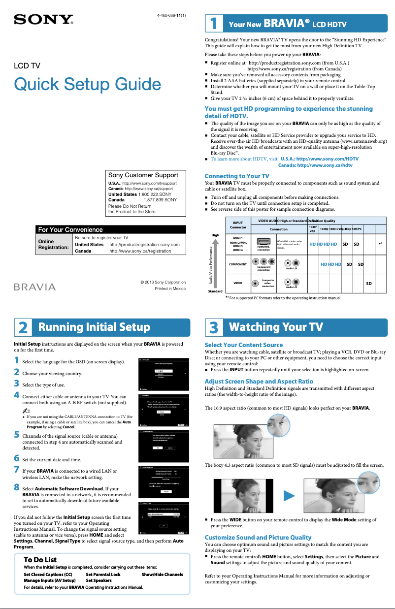 Image de la première page du manuel de l'appareil Bravia KDL-50R550A