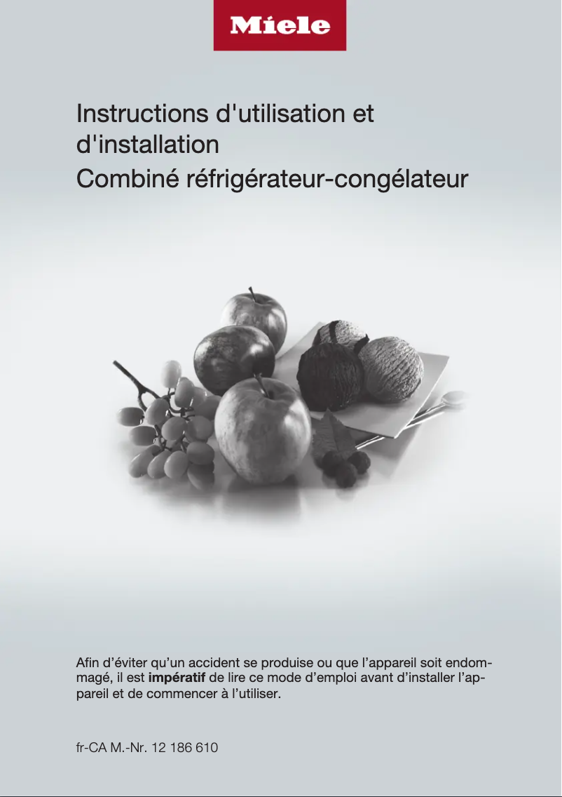 Page 1 de la notice Manuel utilisateur Miele KFNF 9959 iDE