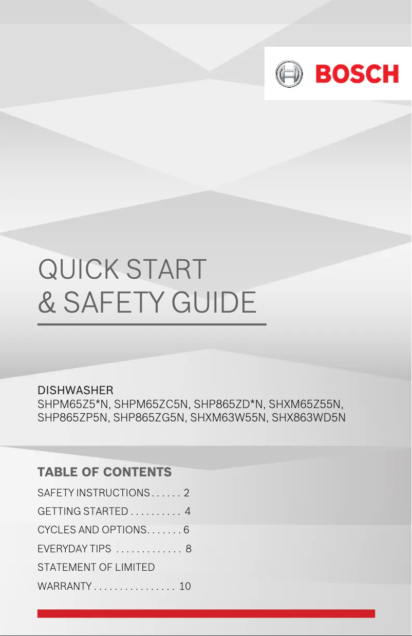 Page n°1 - Manuel utilisateur Bosch SHPM65ZC5N