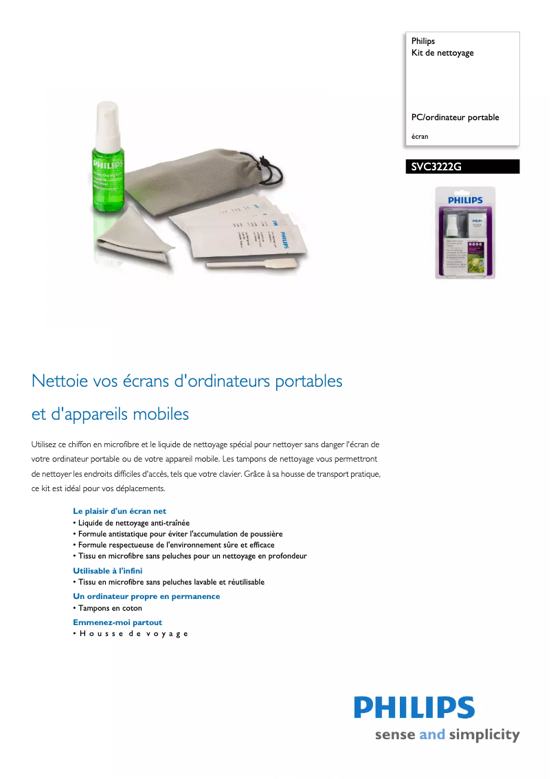 Página 1 del manual Ficha técnica Philips SVC3222G