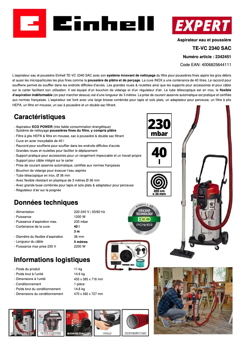 Image de la première page du manuel de l'appareil TE-VC 2340 SAC