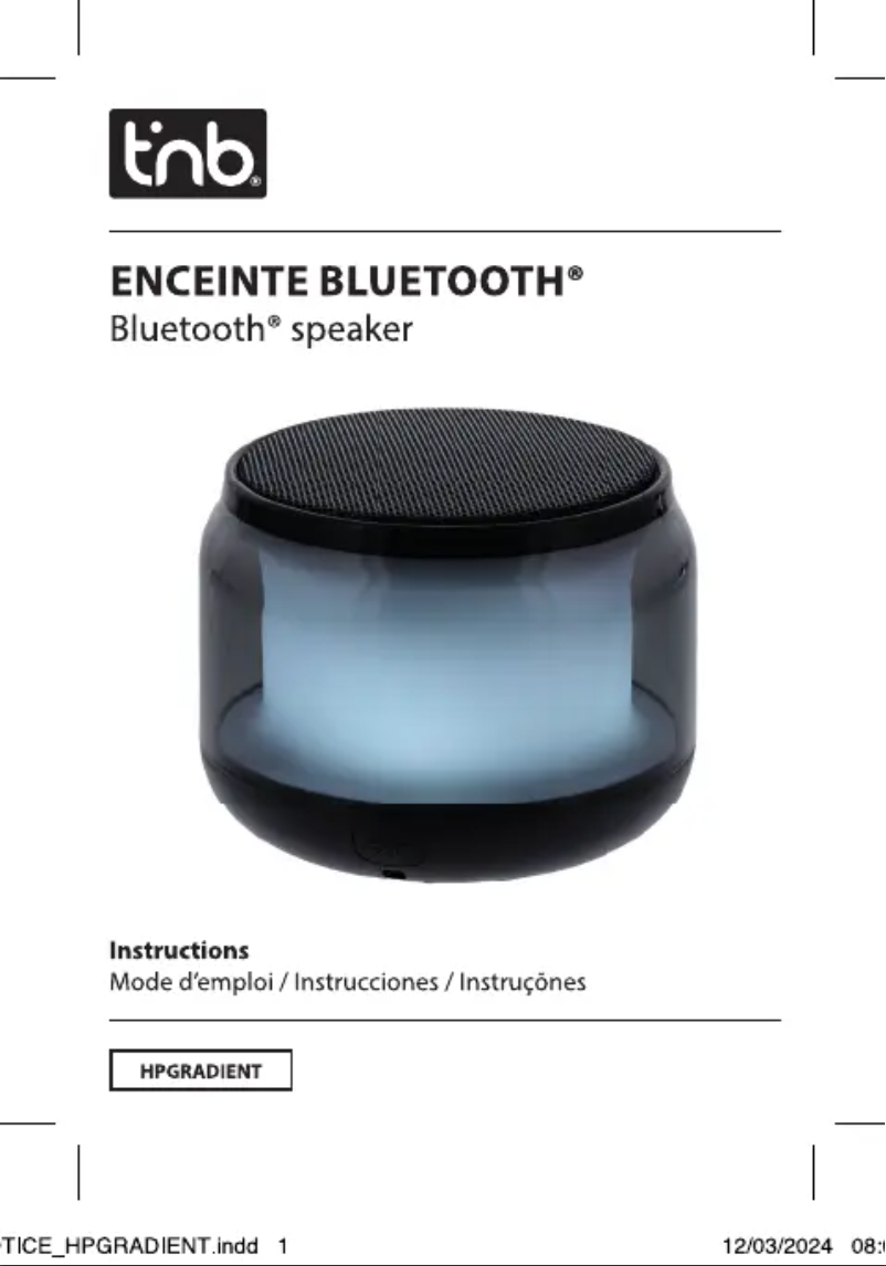 Page 1 de la notice Manuel utilisateur T'nB HPGRADIENT