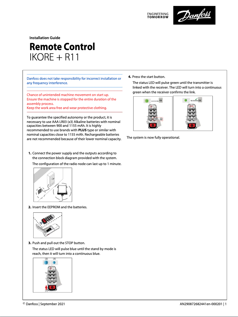 Page 1 de la notice Guide d'installation Danfoss Ikore