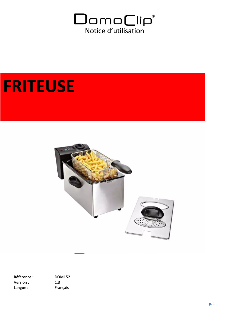 Image de la première page du manuel de l'appareil DOM152