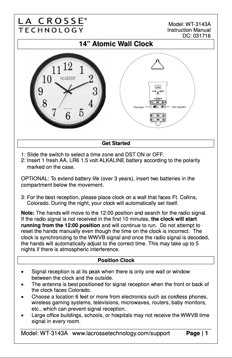 Page 1 de la notice Manuel utilisateur La Crosse Technology WT-3143AX1