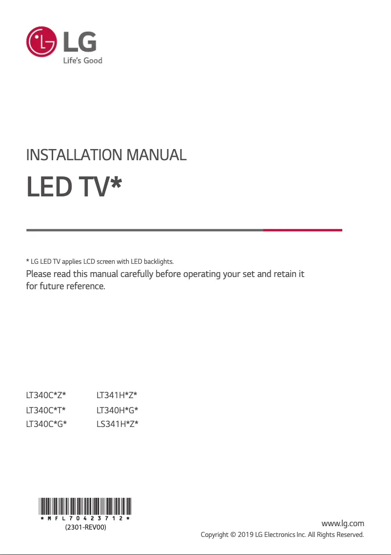 Page n°1 - Manuel utilisateur LG 28LT340CBZA