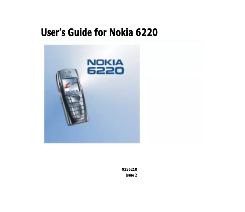 Page n°1 - Manuel utilisateur Nokia 6220