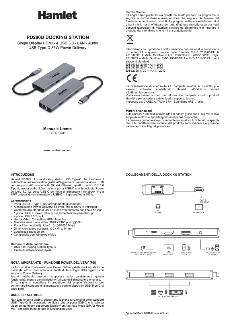 Page 1 de la notice Manuel utilisateur Hamlet HDKC-PD200
