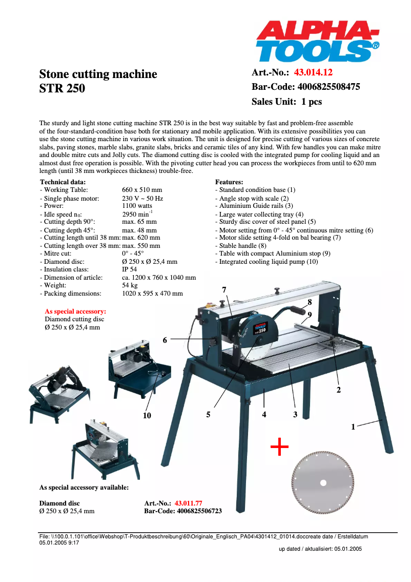 Image de la première page du manuel de l'appareil STR 250