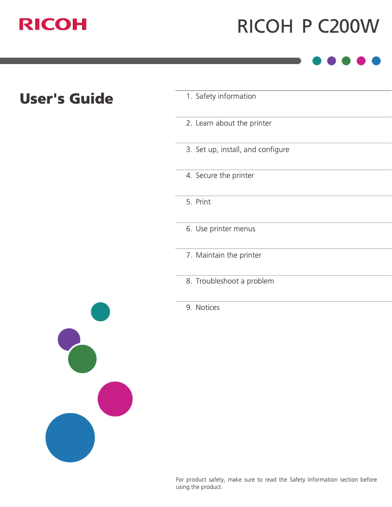Image de la première page du manuel de l'appareil P C200W