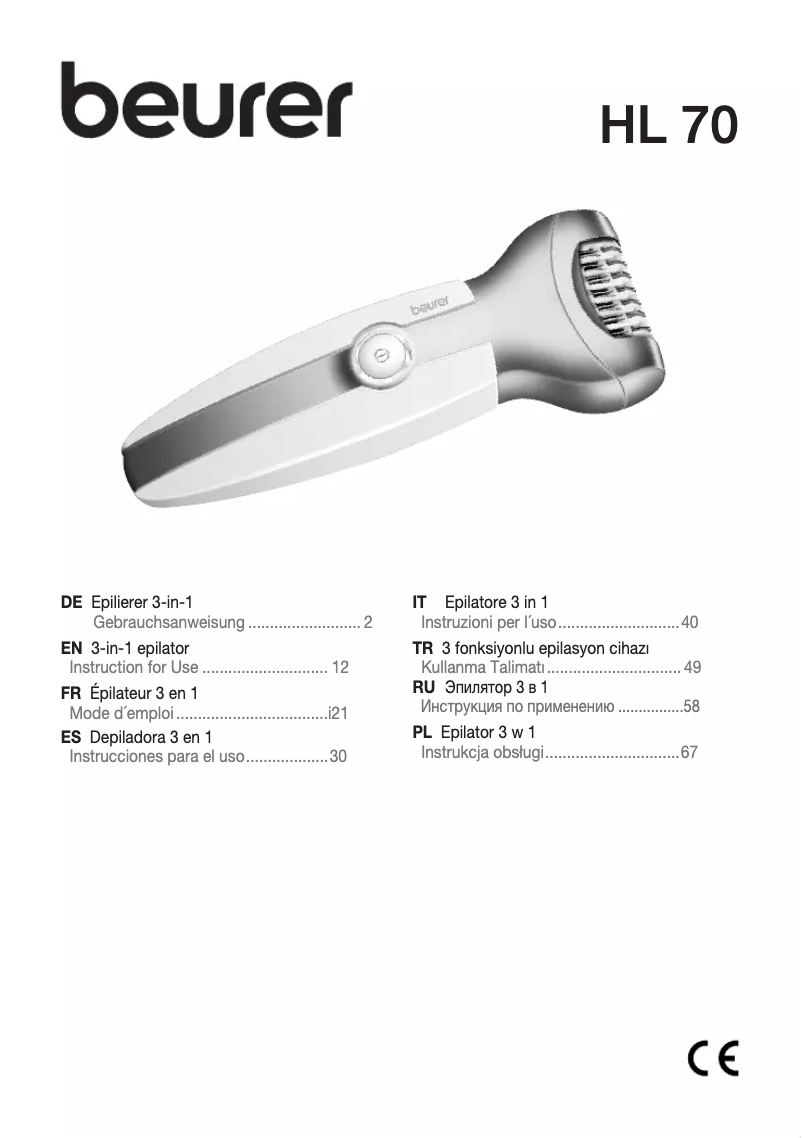 Page 1 de la notice Manuel utilisateur Beurer HL 70