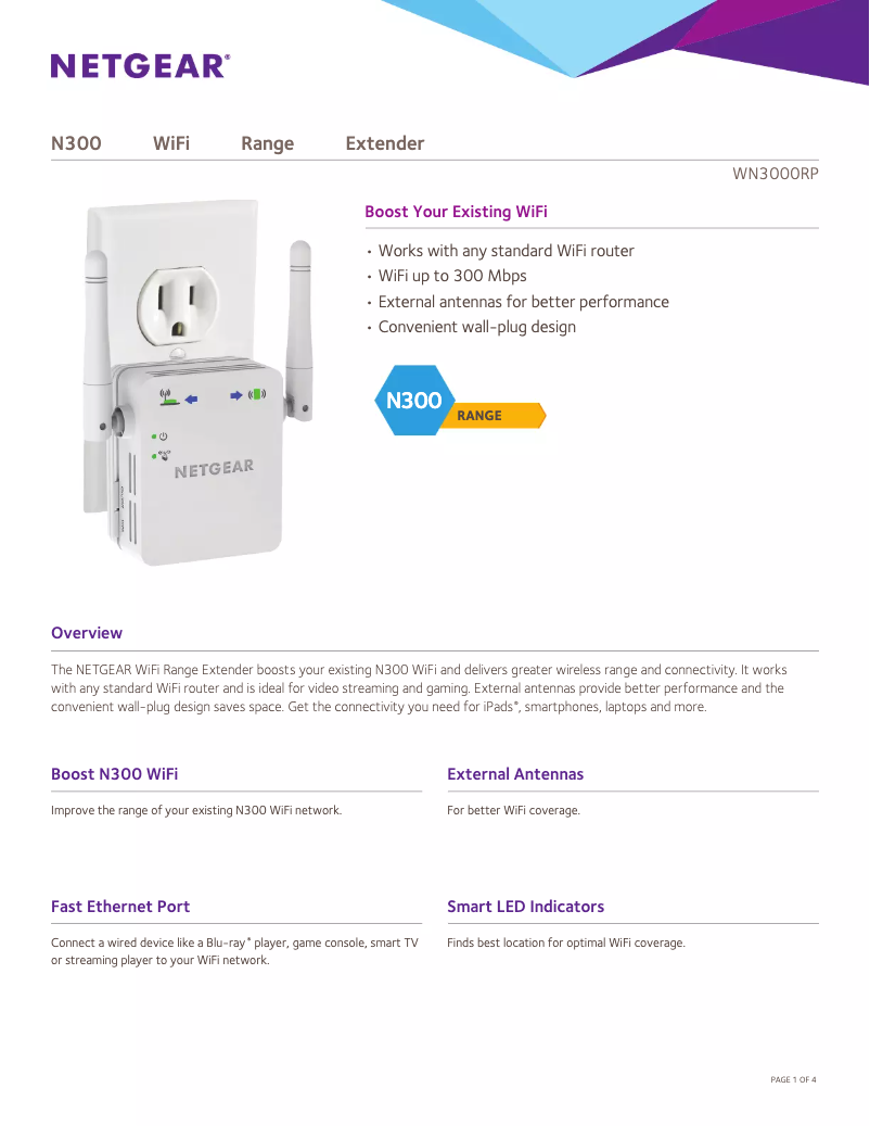 Image de la première page du manuel de l'appareil WN3000RPv3