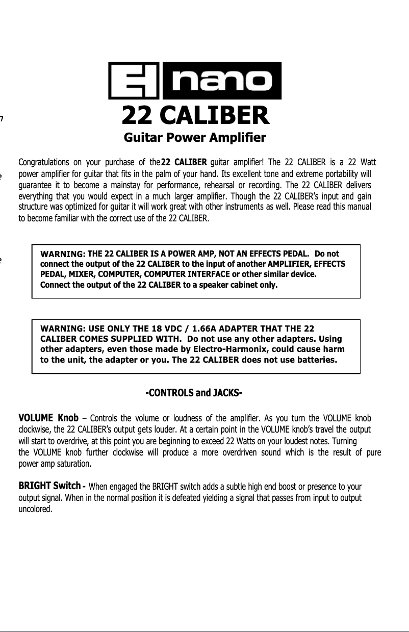 Image de la première page du manuel de l'appareil 22 Caliber