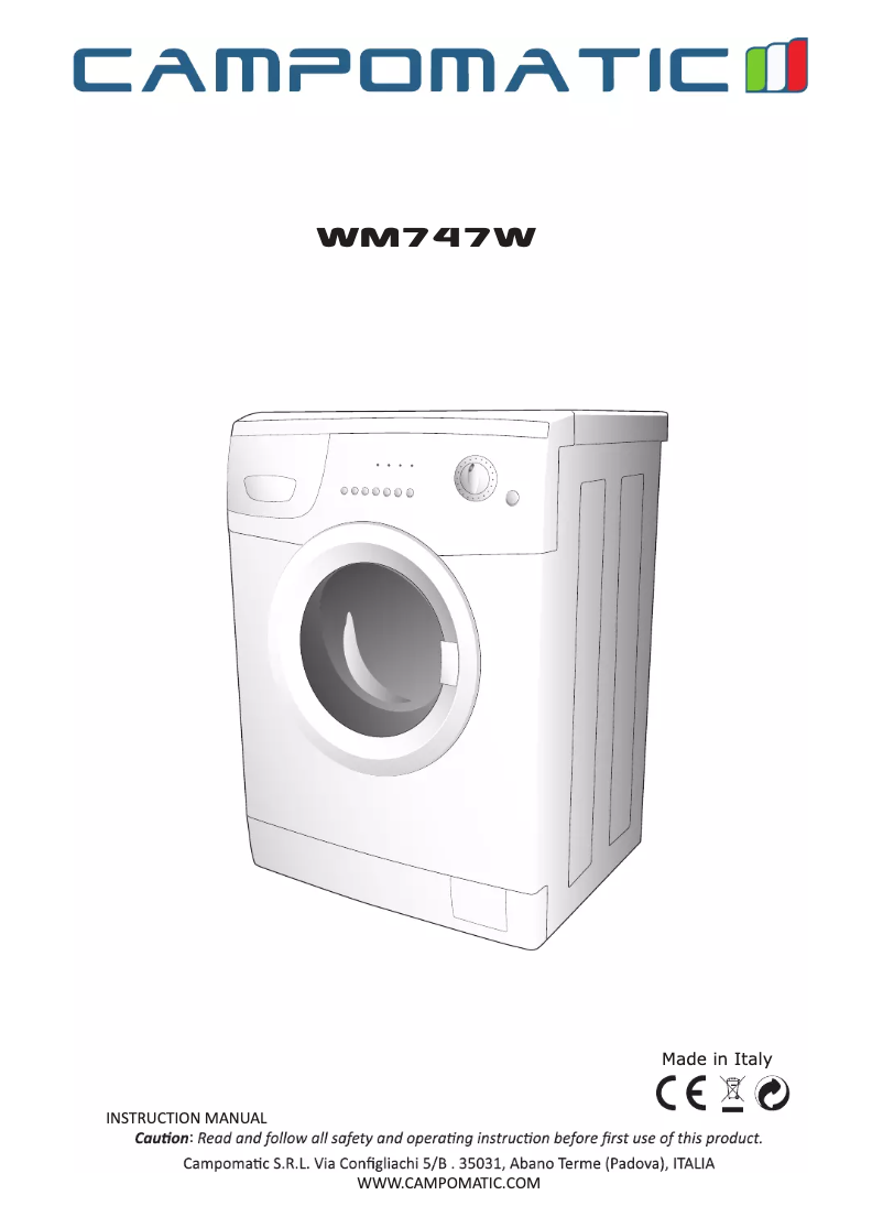 Image de la première page du manuel de l'appareil WM747W