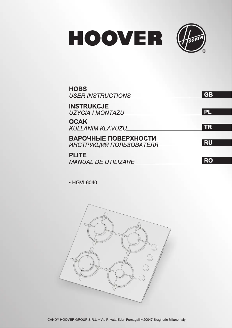 Page n°1 - Manuel utilisateur Hoover HGVL6040B