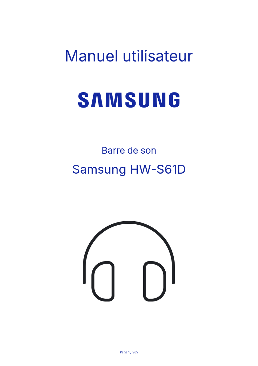 Image de la première page du manuel de l'appareil HW-S61D