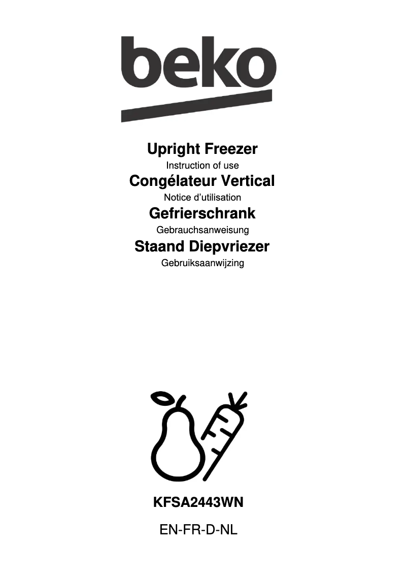 Page 1 de la notice Manuel utilisateur Beko KFSA2443WN