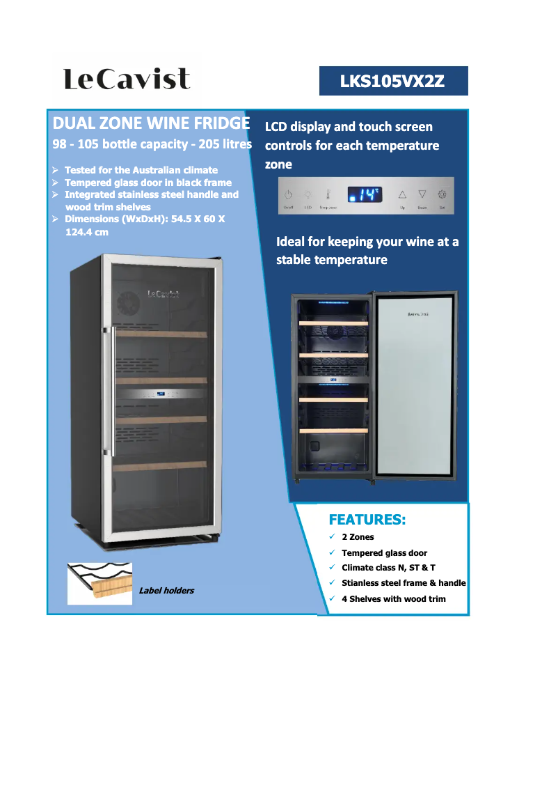 Page 1 of the manual Technical Sheet LeCavist LKS105VX2Z
