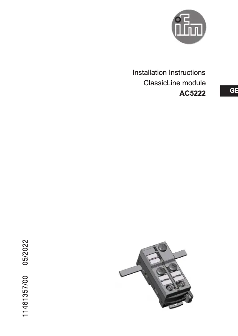 Image de la première page du manuel de l'appareil AC5222