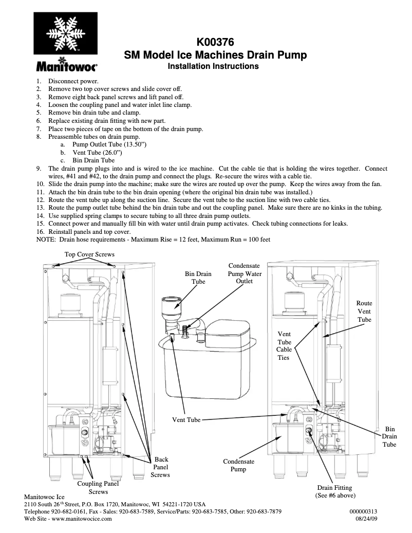 Page 1 de la notice Instructions / montage Manitowoc SM-50A