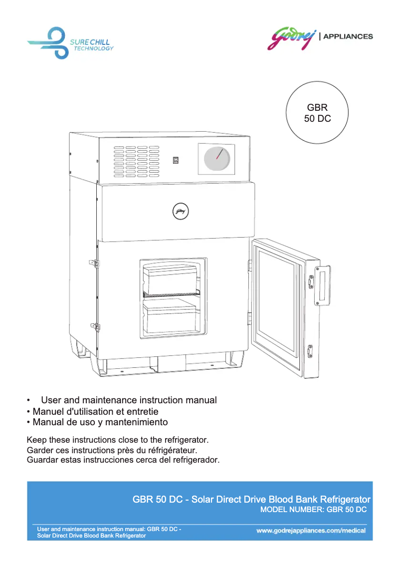 Page 1 de la notice Manuel utilisateur Godrej GBR 50 DC