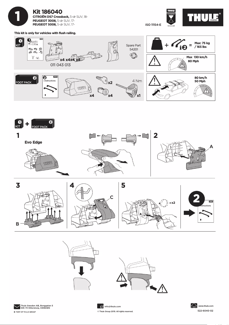 Page 1 de la notice Manuel utilisateur Thule Kit 186040