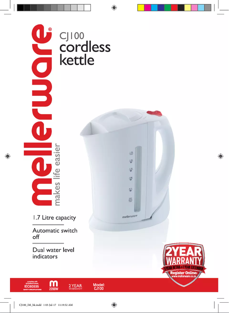 Page 1 de la notice Manuel utilisateur Mellerware CJ100J