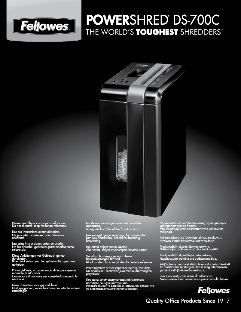 Image de la première page du manuel de l'appareil Powershred DS-700Cs