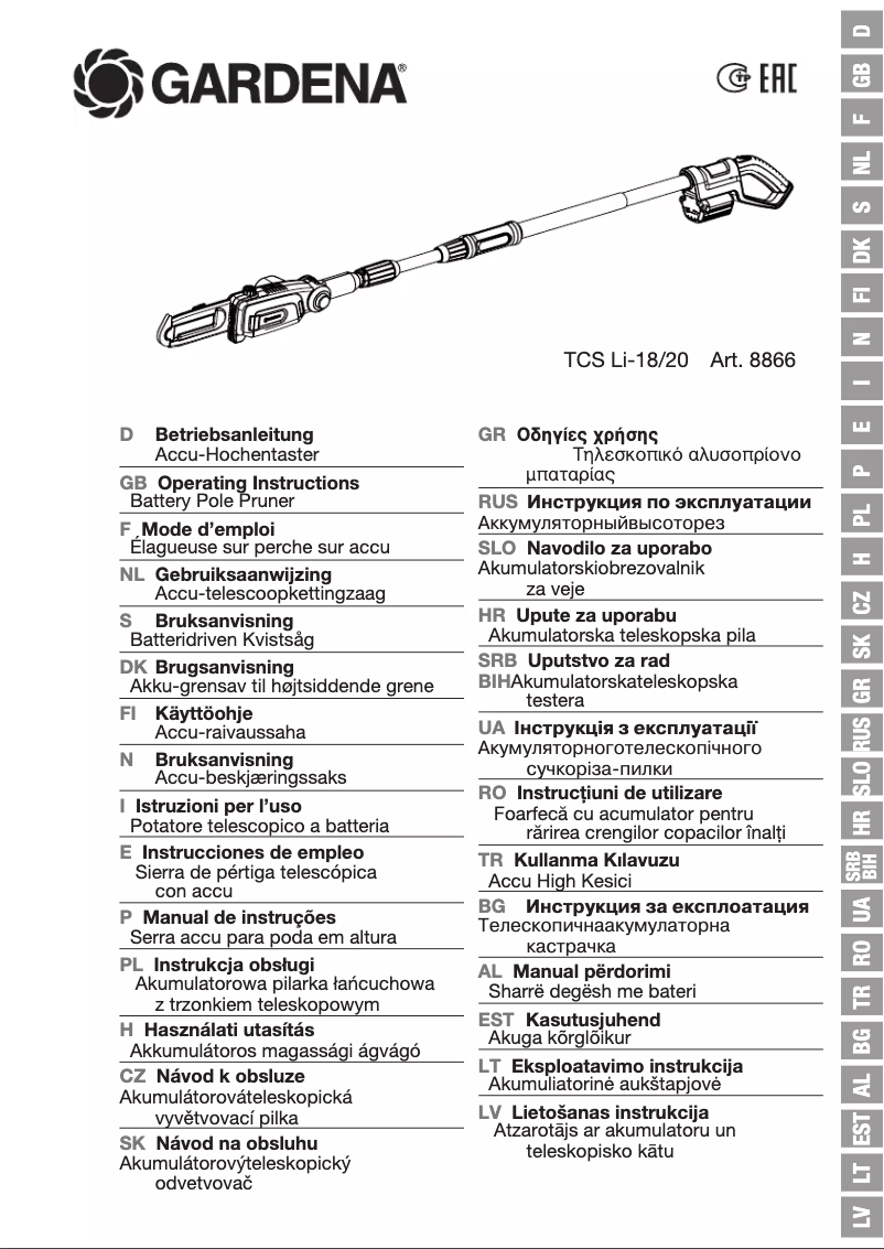 Page n°1 - Manuel utilisateur Gardena TCS Li-18/20