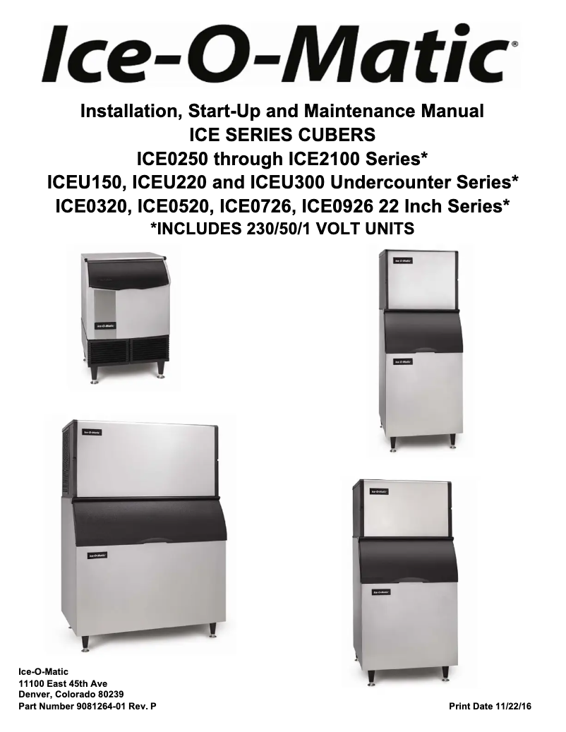 Page 1 de la notice Guide d'installation Ice-O-Matic ICEU150HA
