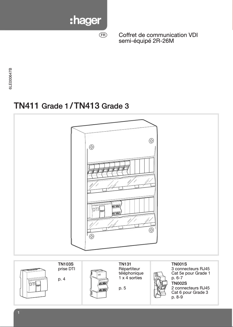 Page n°1 - Manuel utilisateur Hager TN411