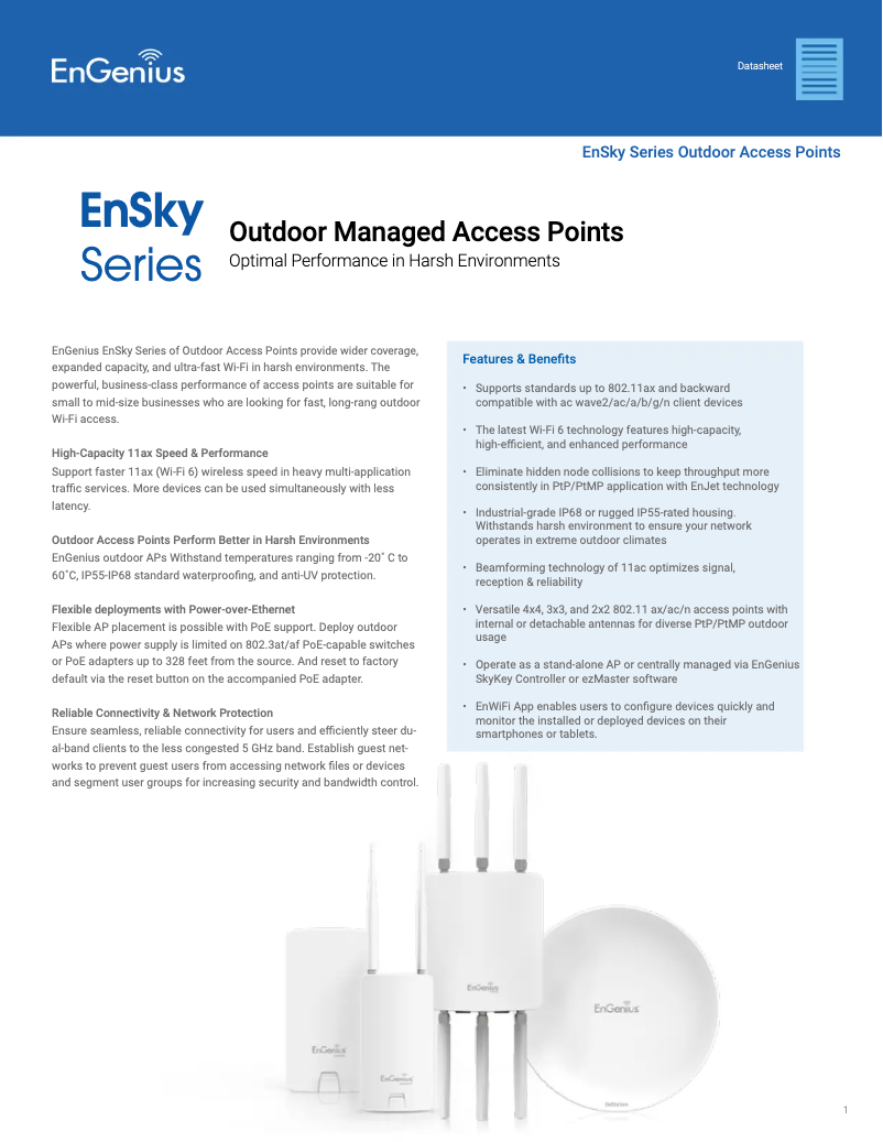 Page 1 de la notice Fiche technique EnGenius EWS7952FP