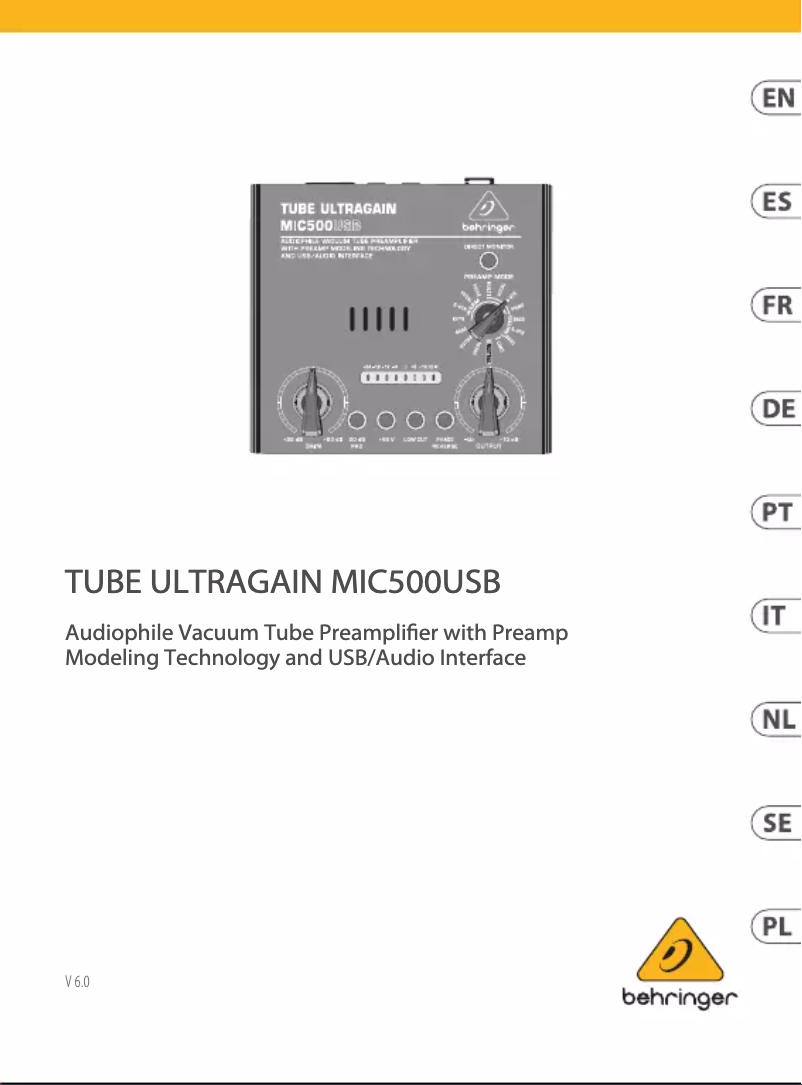 Image de la première page du manuel de l'appareil Tube Ultragain MIC500USB