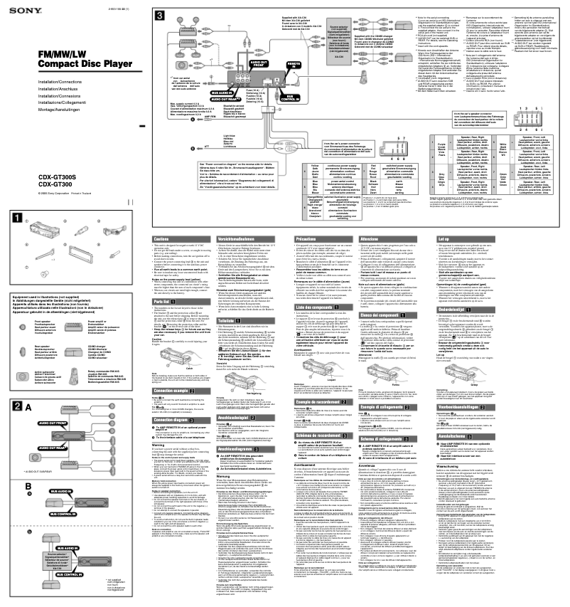 Page 1 de la notice Guide d'installation Sony CDX-GT300S