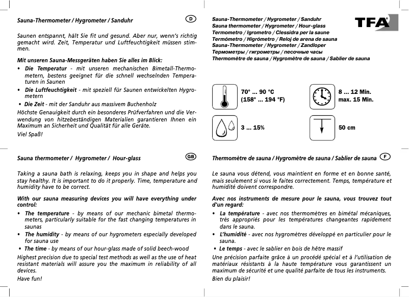 Page 1 de la notice Manuel utilisateur TFA 40.1031