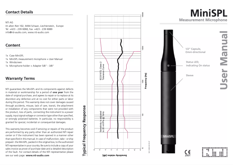 Page n°1 - Manuel utilisateur NTi Audio MiniSPL