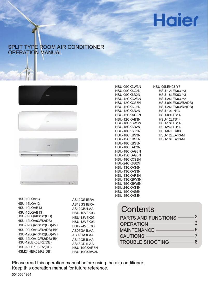 Page 1 de la notice Manuel utilisateur Haier HSU-15LQA13