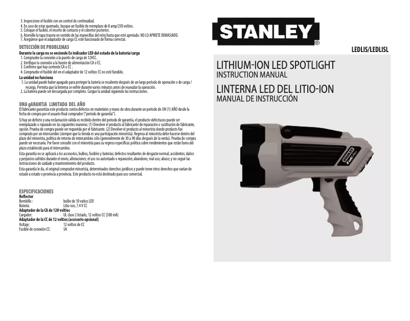 Page 1 de la notice Manuel utilisateur Stanley LEDLIS