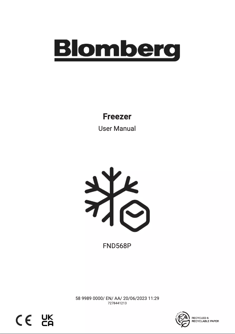 Page 1 de la notice Mode d'emploi Blomberg FND568P