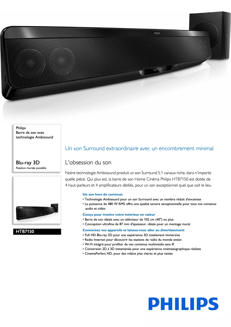 Página 1 del manual Ficha técnica Philips HTB7150