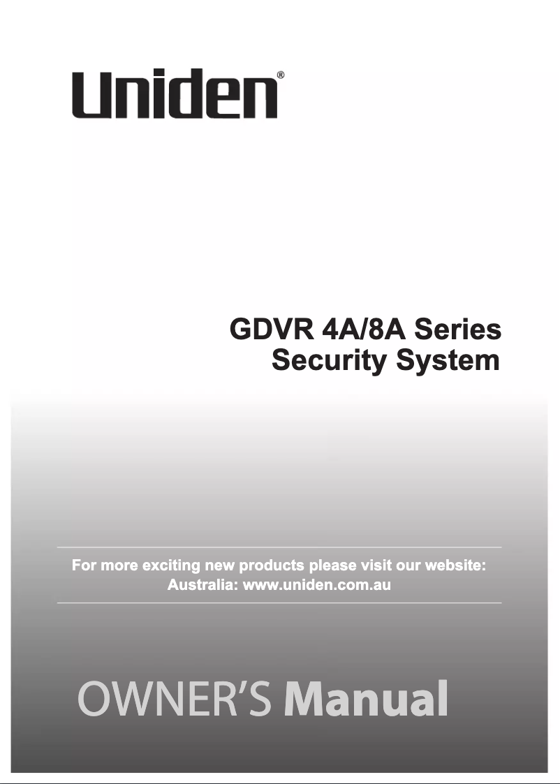 Page n°1 - Manuel utilisateur Uniden GDVR4A40