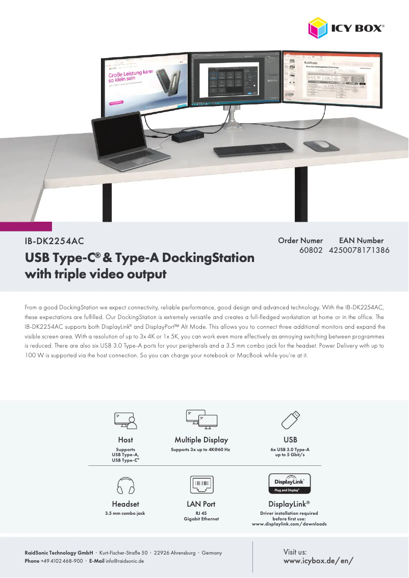 Page n°1 - Fiche technique Icy Box IB-DK2254AC