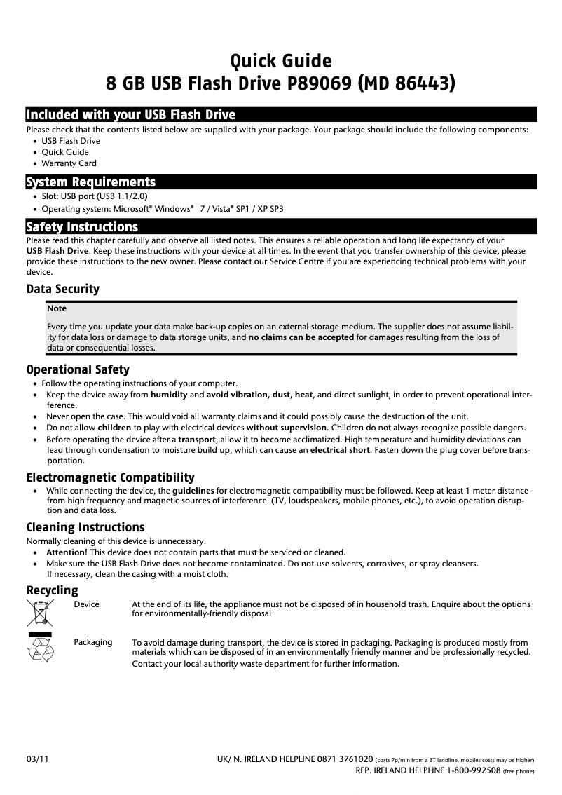 Image de la première page du manuel de l'appareil LIFE P89069 (MD 86443)
