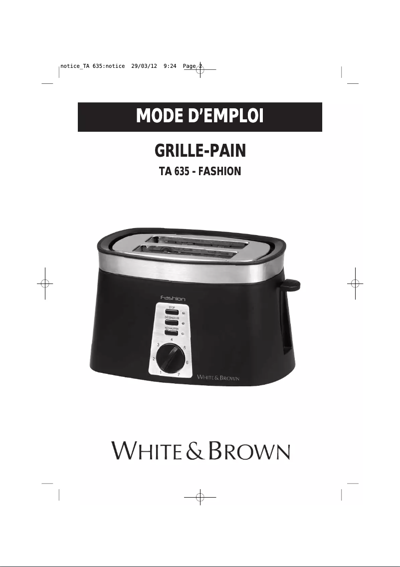 Page n°1 - Manuel utilisateur White And Brown TA 635