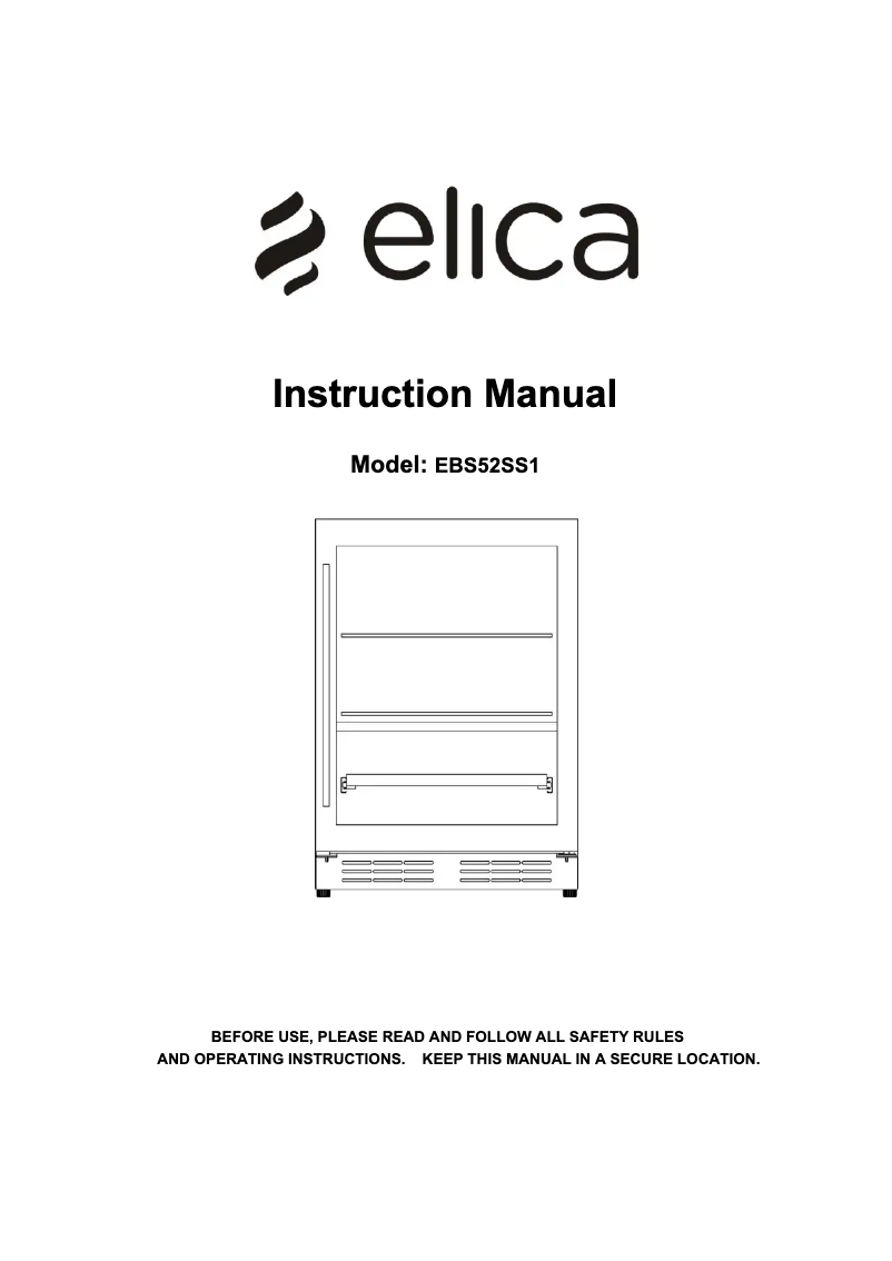 Page n°1 - Manuel utilisateur Elica EBS52SS1