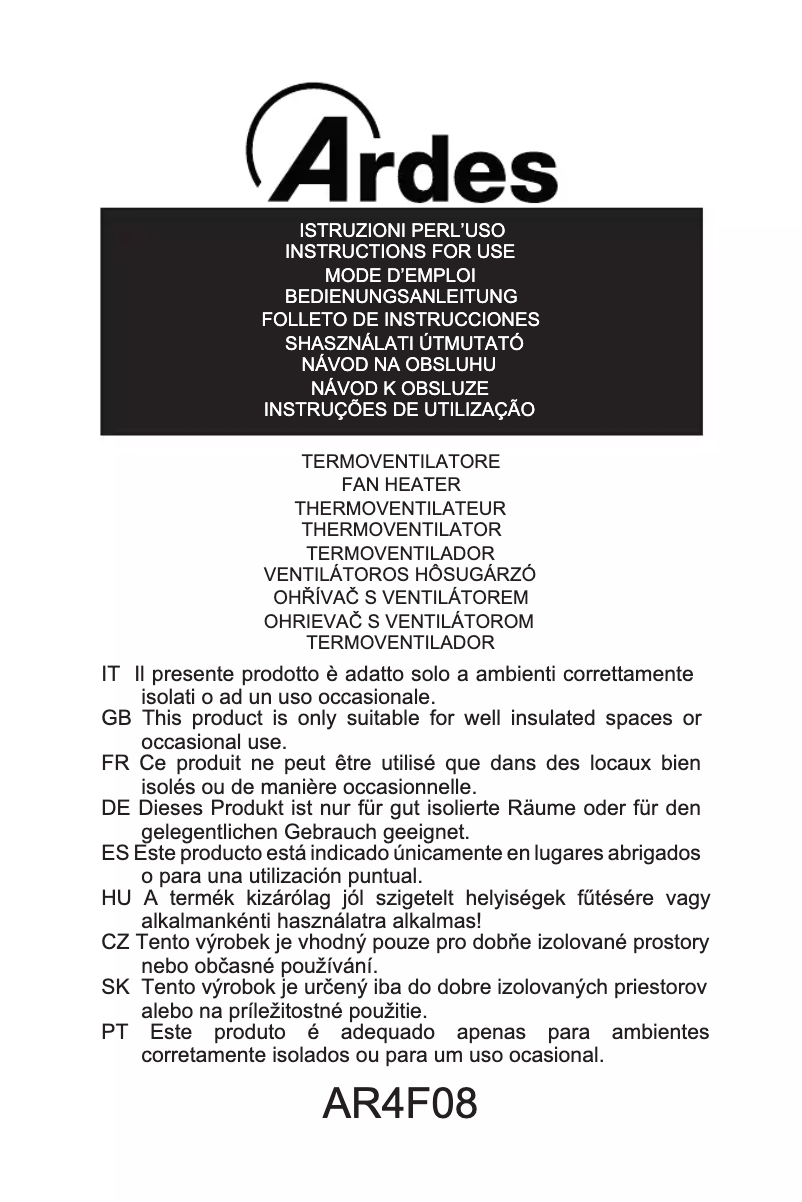 Image de la première page du manuel de l'appareil AR4F08