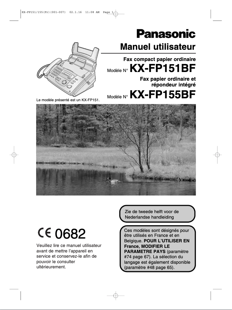 Imagen de la primera página del manual del dispositivo KX-FP155BF