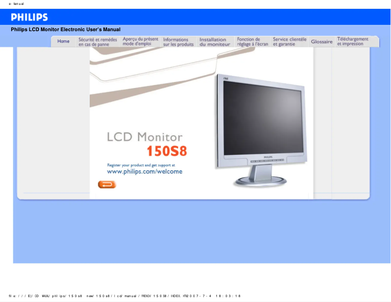 Image de la première page du manuel de l'appareil 150S8FB